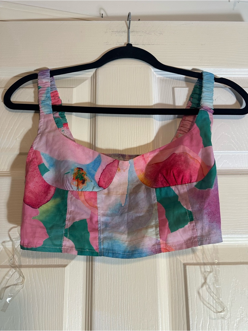 Princes Polly Pink Green Blue Watercolor Crop Top